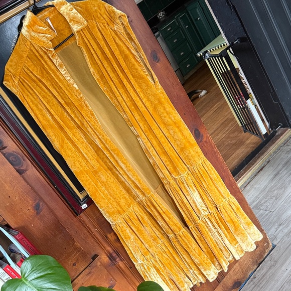 Free People Jackets & Blazers - Free People Golden Velvet Tiered Duster